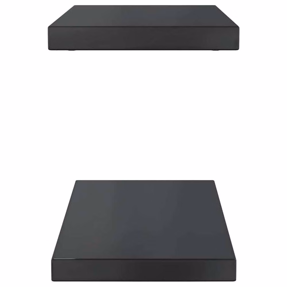 Berkfield Home Wall Mounted Shelves, 2 Piece Set, Black Matt Stainless Steel, W: 50 cm, D: 23.5 cm, H: 3 cm – 3
