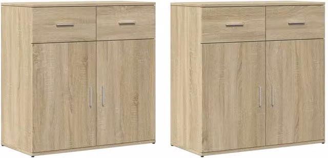 Berkfield Home Set of 2 Sonoma Oak Sideboards in Light Tan Beige, W/D/H: 79 x 38 x 80 cm – 1
