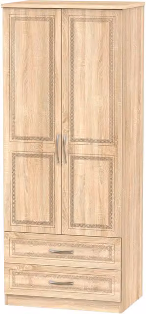 Ready Assembled 2 U Oxford 2 Door 2 Drawer Wardrobe in Natural Brown