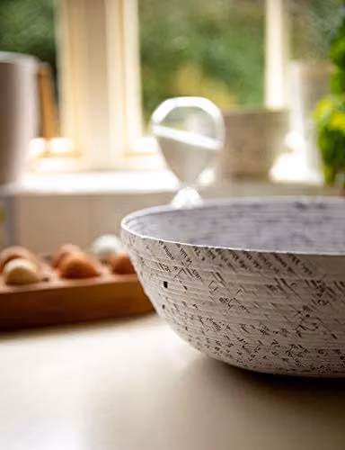 KitchenCraft Natural Elements Paper Serving Bowl, White and Multicolour, Diameter: 25 cm – 4