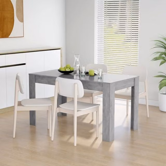 Berkfield Home Modern Rectangular Dining Table in Concrete Grey, W/D/H: 140 x 74.5 x 76 cm – 1