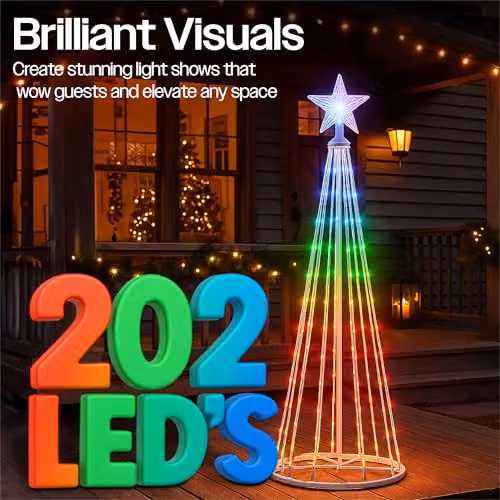 Xmas Haus 1.5m RGB LED Smart Christmas Tree with Star Top, Remote and App Control, Multicolour and White – 2