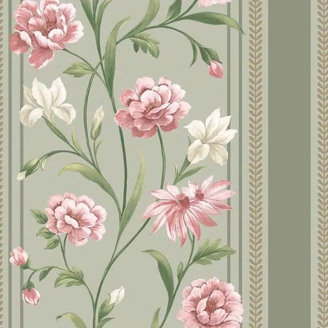 Belgravia Raya Floral Botanical Wallpaper in Green