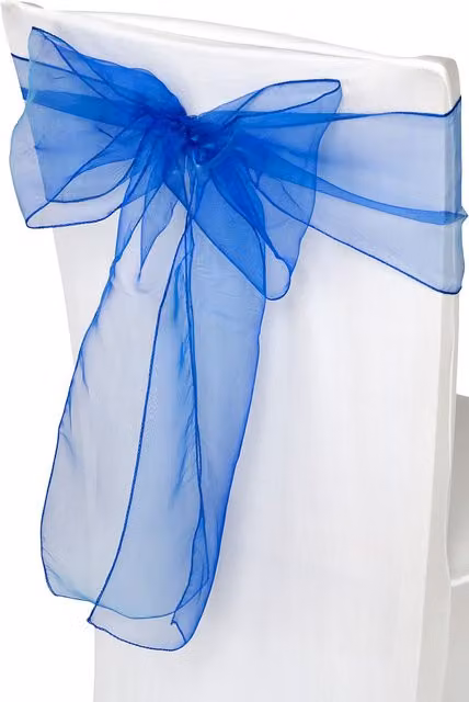Neel Blue Organza Chair Sashes for Party Decoration, W: 17 cm, L: 280 cm