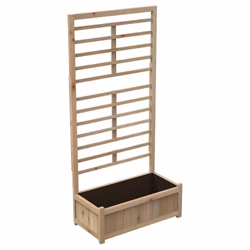 Garden Gear Wooden Raised Planter with Climbing Trellis in Grey or Brown, H 170 cm x W 80 cm x D 40 cm