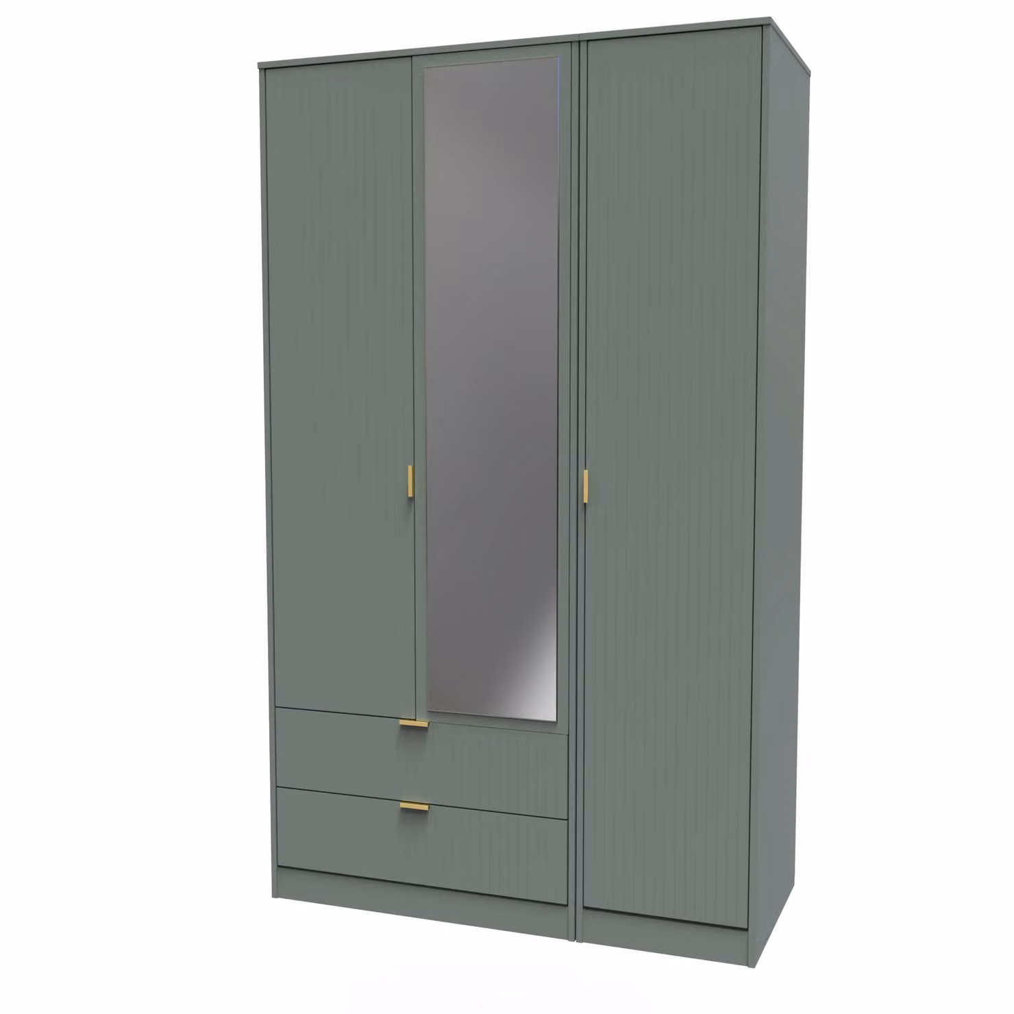Ready Assembled 2 U Denver Triple Mirror Wardrobe with 2 Drawers in Pale Green – 2