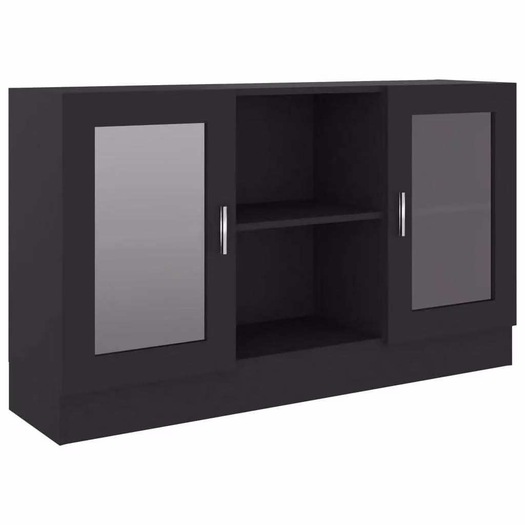 Berkfield Home Vitrine Cabinet in Black with Glass Doors, W/D/H: 120 x 30.5 x 70 cm – 2