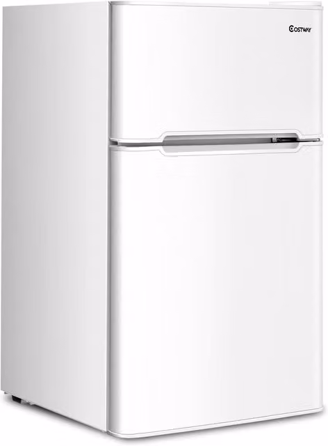 Costway 90 L Compact Refrigerator with Compressor and LED Interior Light, White