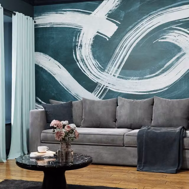 Superfresco Easy Expression Teal Print Abstract Blue Wall Mural, W: 300 cm, H: 280 cm – 1