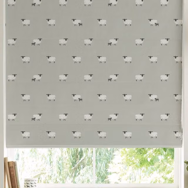 Sophie Allport Sheep Made to Measure Blackout Roman Blind in Pebble