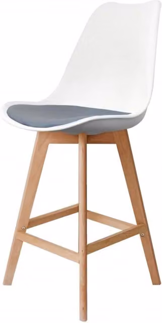 Fusion Living Modern Grey Plastic and Beech Wood Bar Stool