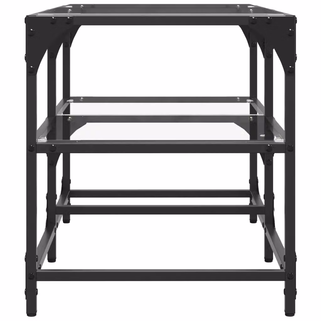 Berkfield Home Industrial Coffee Table with Transparent Glass Top and Grey Steel Frame, W: 78.5 cm, D: 40 cm, H: 45 cm – 3