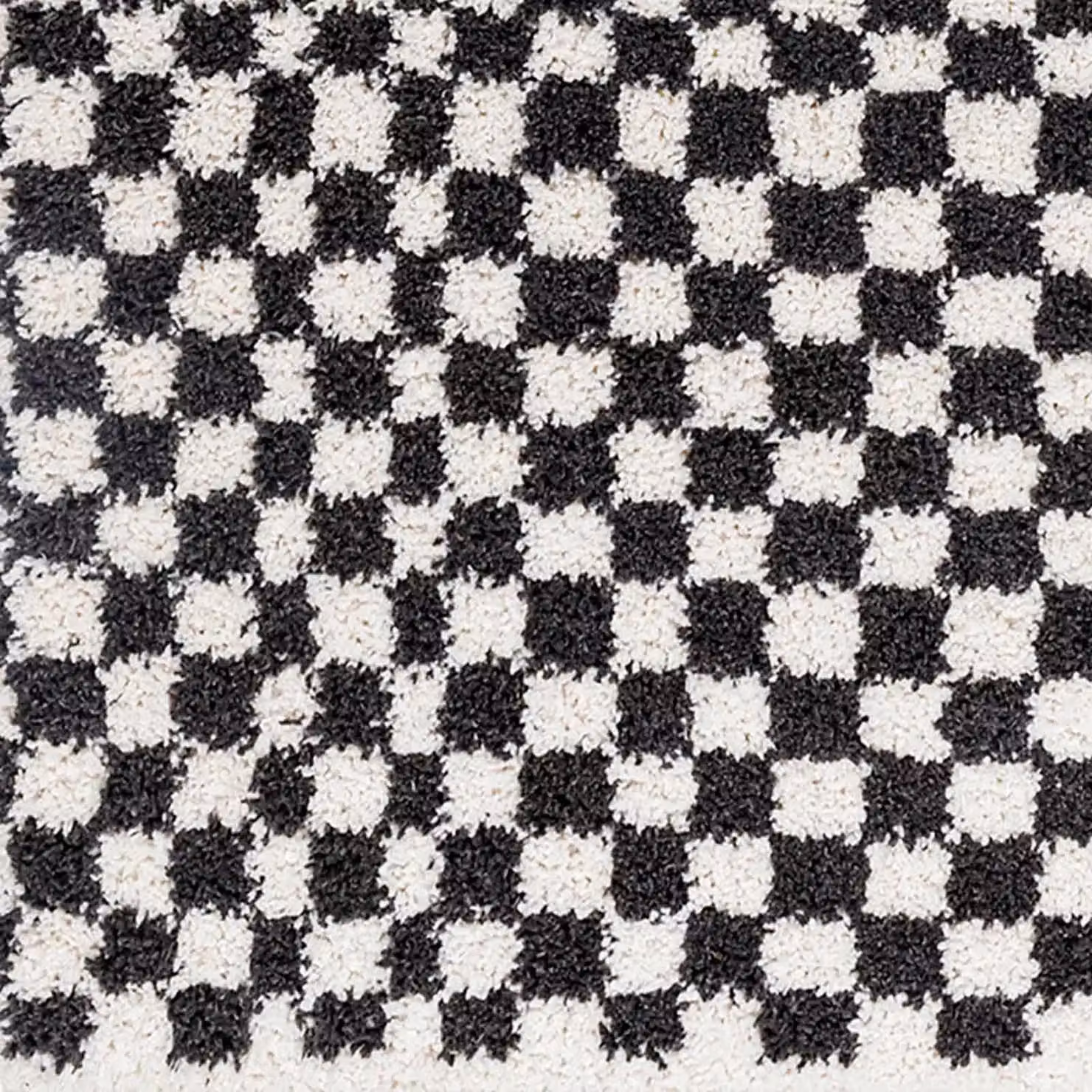 Livabliss Birmingham Checkerboard Soft Plush Pile Shaggy Living Rug in Black, Grey and Brown, W: 160 cm, D: 215 cm – 7