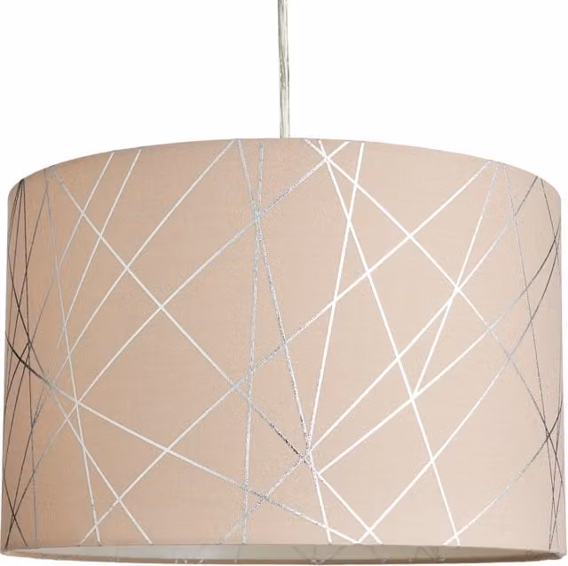 Litecraft Minimalist Cylinder Fabric Lampshade in Brown and Silver