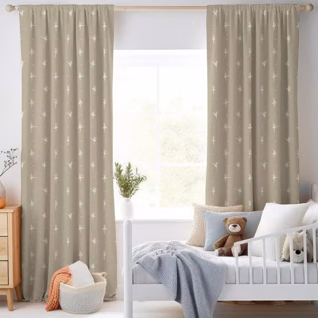 ANTE DECOR Ballerinas Printed Cotton Made To Measure Blackout Curtains in Beige