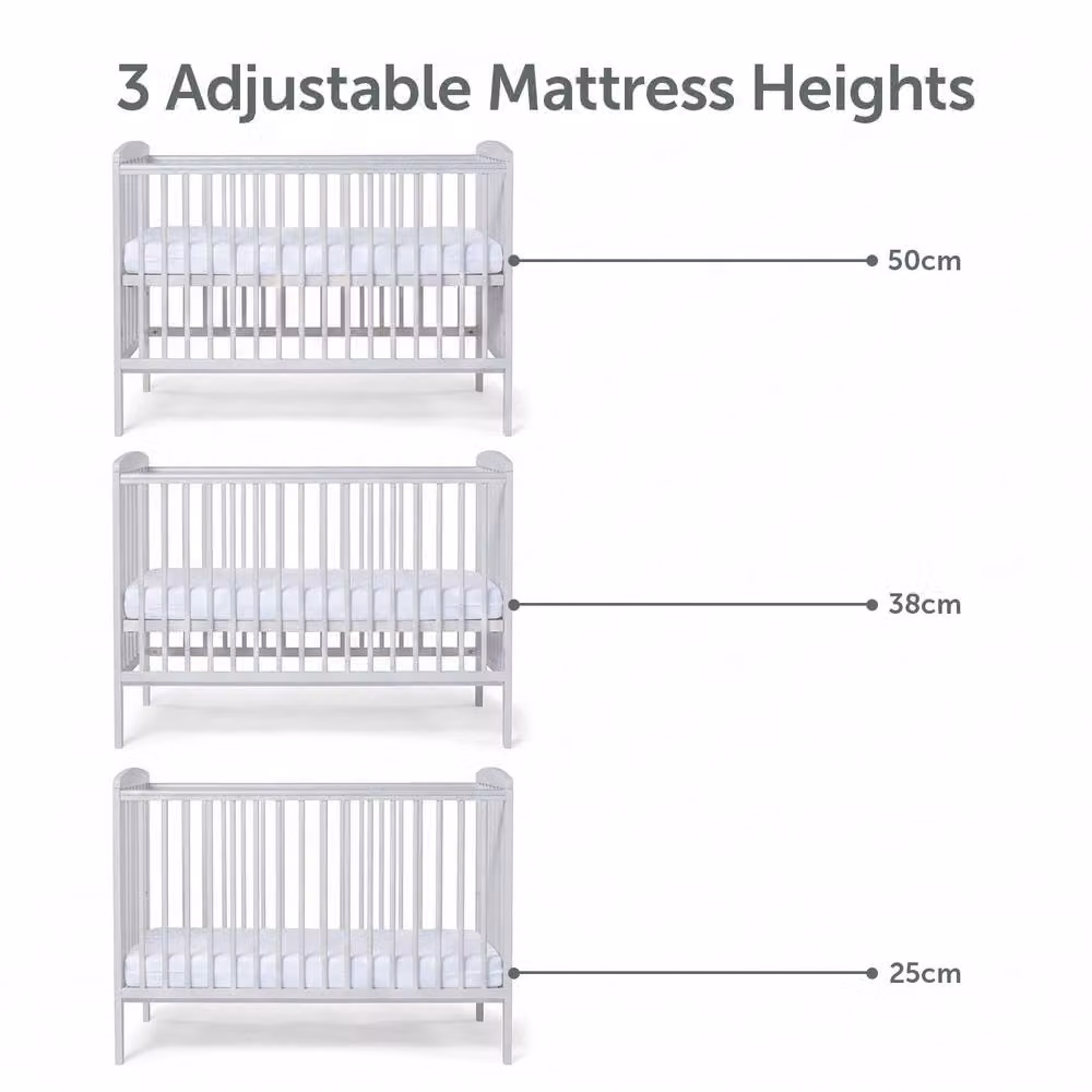 Baby Elegance Starlight Modern Solid Wood Cot in Grey, W/D/H: 120 x 60 cm – 2