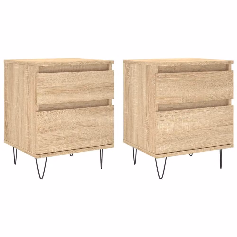 Berkfield Home Set of 2 Bedside Cabinets in Sonoma Oak Brown, W/D/H: 40 x 35 x 50 cm