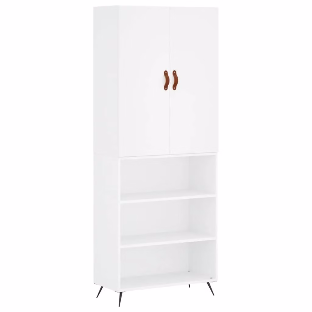 Berkfield Home Modern White Highboard with Hinged Doors and Internal Shelves, W/D/H: 69.5 x 34 x 180 cm – 2