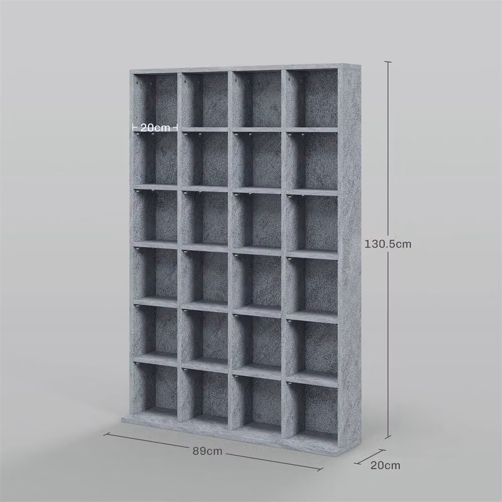 EONLION Grey Storage Shelf with Adjustable Shelves and Media Compartments, Width: 100 cm – 2