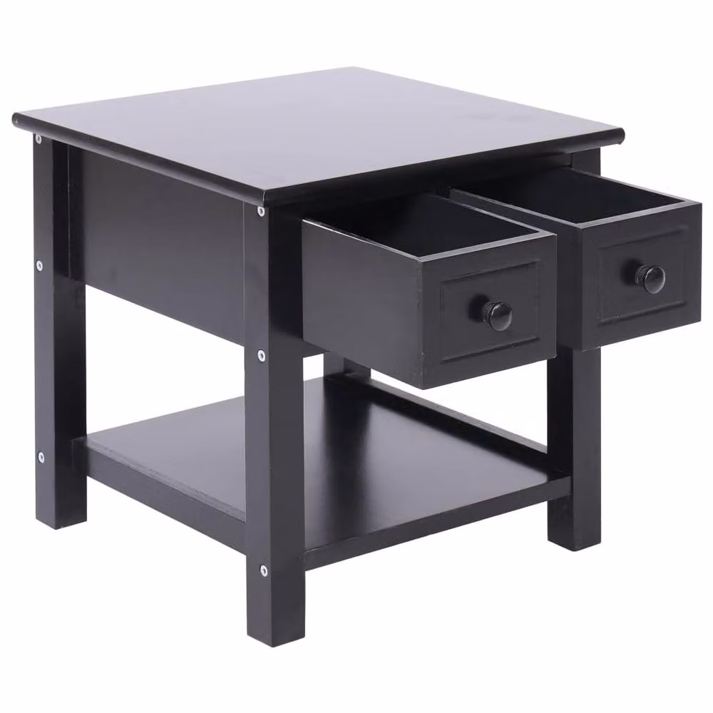 Berkfield Home Black Paulownia Wood Side Table W/D/H: 40 x 40 x 40 cm – 3