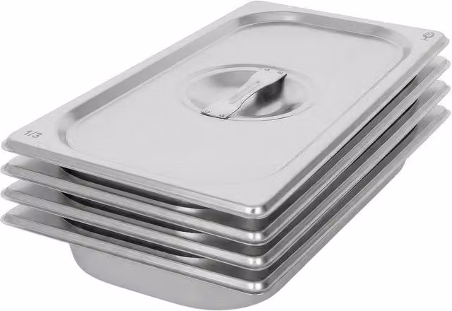 Argon Tableware Stainless Steel Gastronorm Containers with Lids, 1/3 Size, 1.5 l, Set of 4, Silver – 2