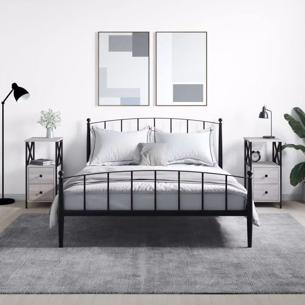 Berkfield Home Set of 2 Durable Bedside Cabinets in Grey Sonoma, W/D/H: 34 x 35.5 x 70 cm – 2
