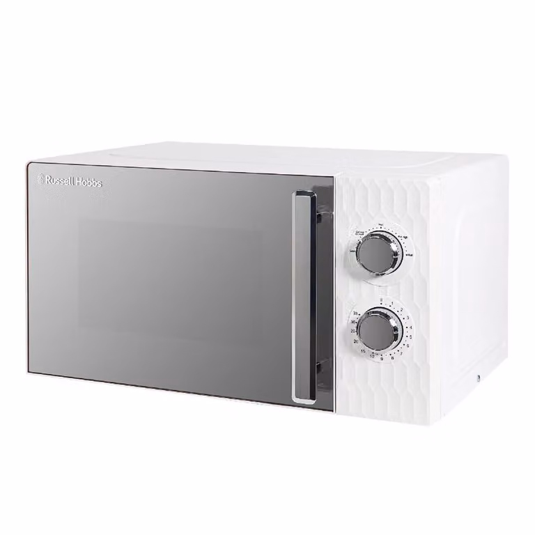 Russell Hobbs Honeycomb Bundle Set including Kettle, 2 Slice Toaster and Microwave in White