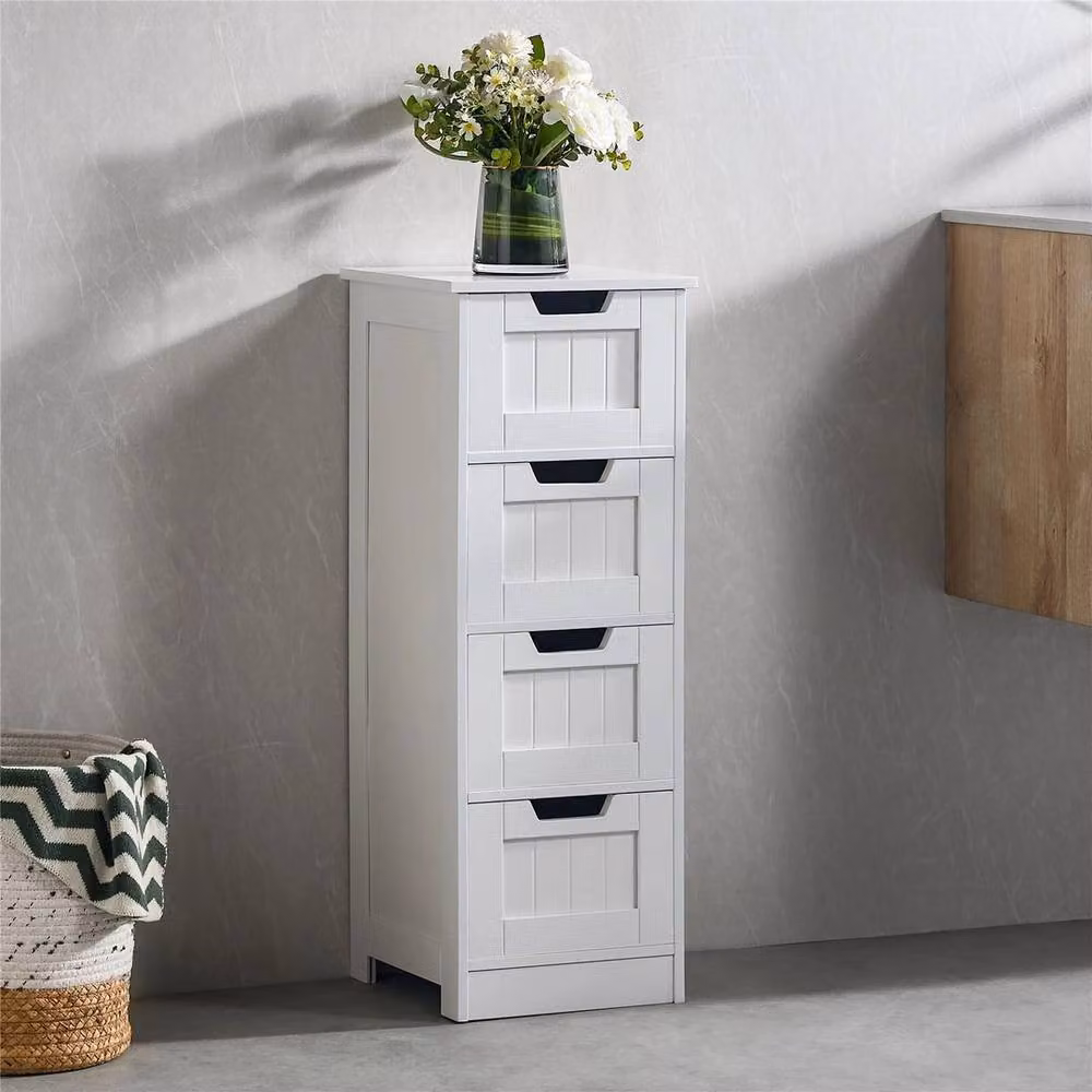 Havendro White Wooden 4 Drawer Freestanding Bathroom Storage Cabinet – 2