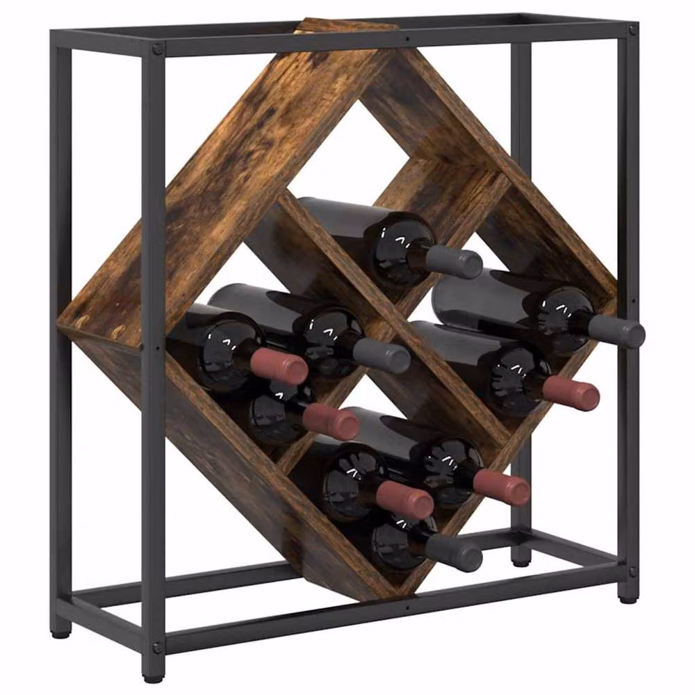 Berkfield Home Modern Smoked Oak Wine Rack, Brown, W/D/H: 51 x 18 x 52.5 cm – 3