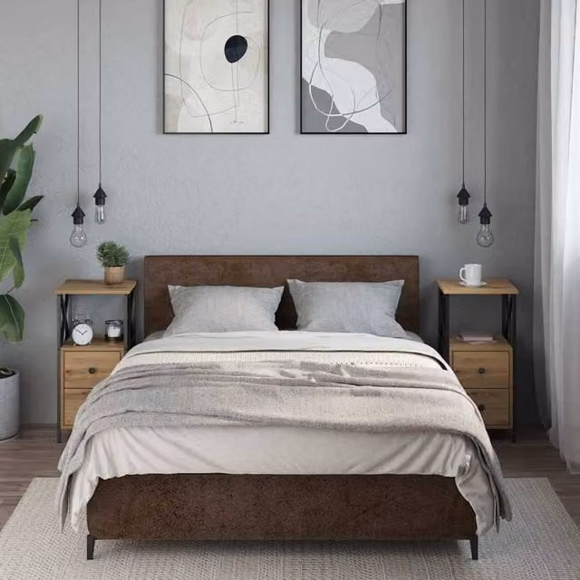 Berkfield Home Modern Bedside Cabinets, 2 Piece Set in Artisan Oak Brown, W/D/H: 34 x 35.5 x 70 cm