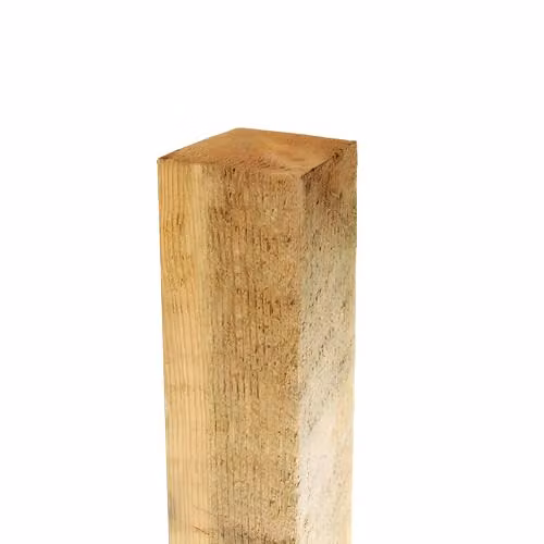 Primrose Square Wooden In-Ground Fence Post in Natural Brown, H: 182.88 cm, W: 7.5 cm