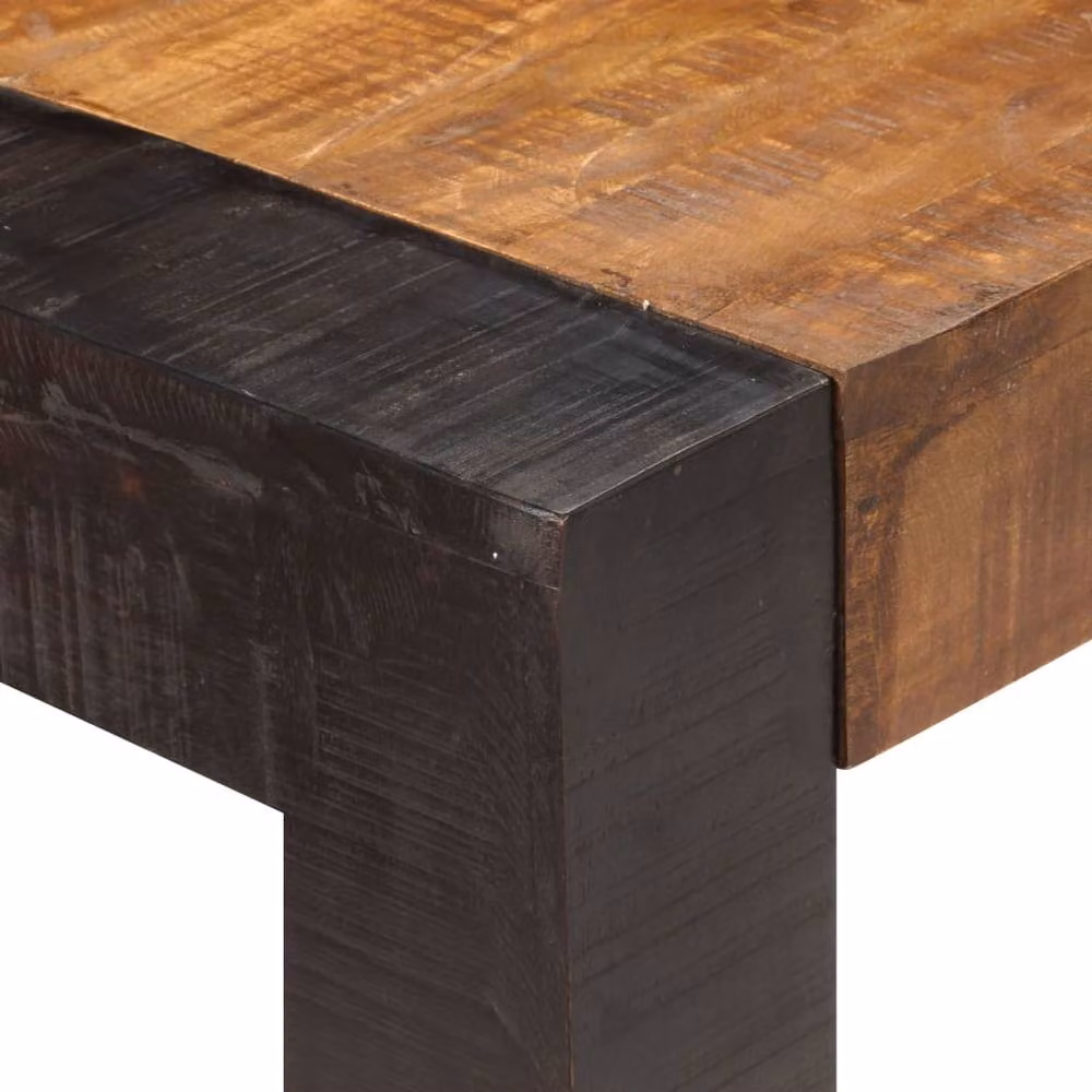 Berkfield Home Rectangular Dining Table in Brown Solid Rough Mango Wood W/D/H: 140 x 70 x 76 cm – 5