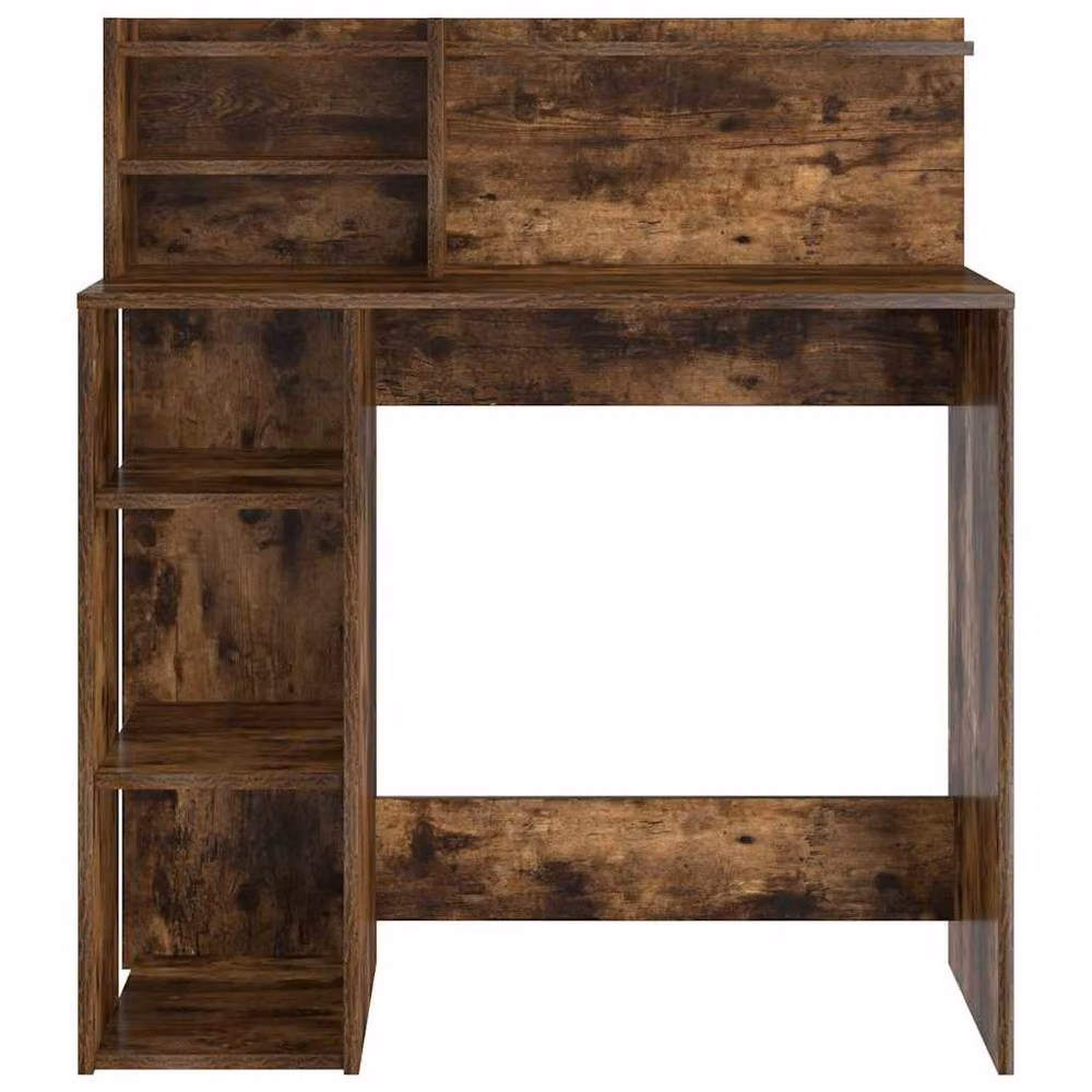 Berkfield Home Modern Writing Desk with Storage in Smoked Oak Brown, W/D/H: 90 x 48 x 101.5 cm – 4