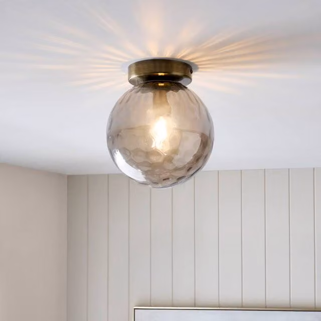 Pagazzi Tamara Gold and Antique Brass Glass Sphere Flush Ceiling Light – 1