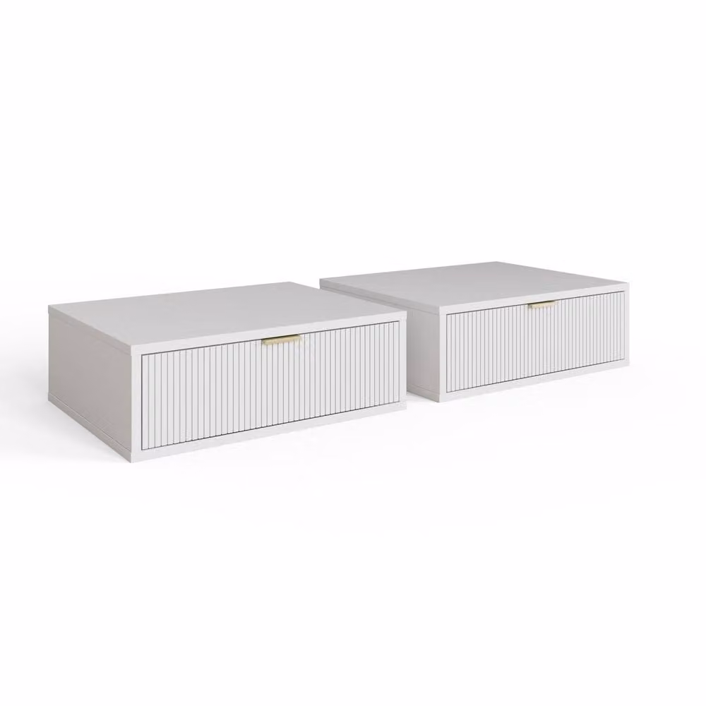 GFW Sienna Wall Mounted Pair Of White Matt Bedside Tables – 2