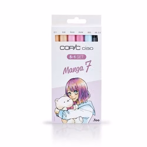 COPIC Ciao Brush Coloured Marker Pen Set, Manga 7, Multicolour