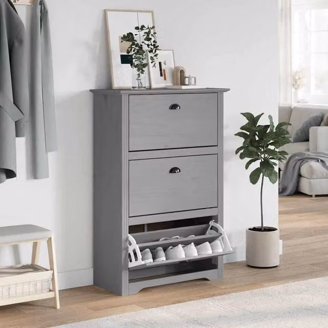 Berkfield Home BODO Shoe Rack in Grey, W/D/H: 80 x 35 x 118 cm