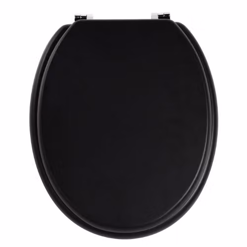 Orsina Oval Soft Close Toilet Seat with Scratch-Resistant Veneer Lid in Grey and Black, W/D/H: 45 x 36 x 7 cm