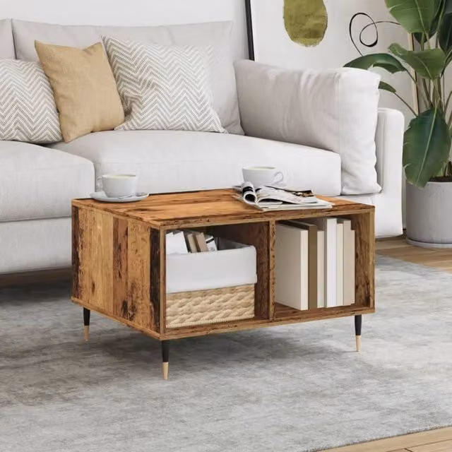 Berkfield Home Modern Brown Coffee Table in Engineered Wood W: 60 cm, D: 50 cm, H: 36.5 cm – 1