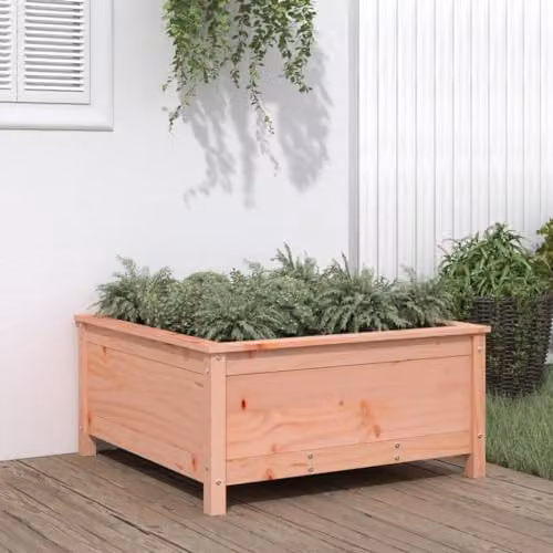 vidaXL Douglas Wood Garden Planter Tub, Brown, W/D/H: 82.5 x 82.5 x 39 cm – 2