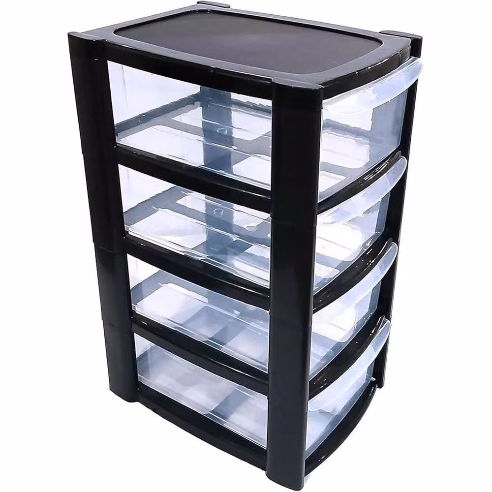 SPETLEK 4 Tier Mini Plastic Storage Drawer Tower Unit in Black – 2