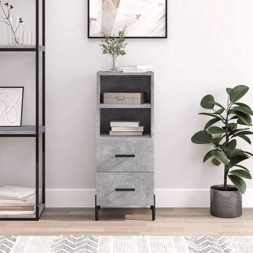Berkfield Home Modern Sideboard in Concrete Grey, W/D/H: 34.5 x 34.0 x 90.0 cm – 2