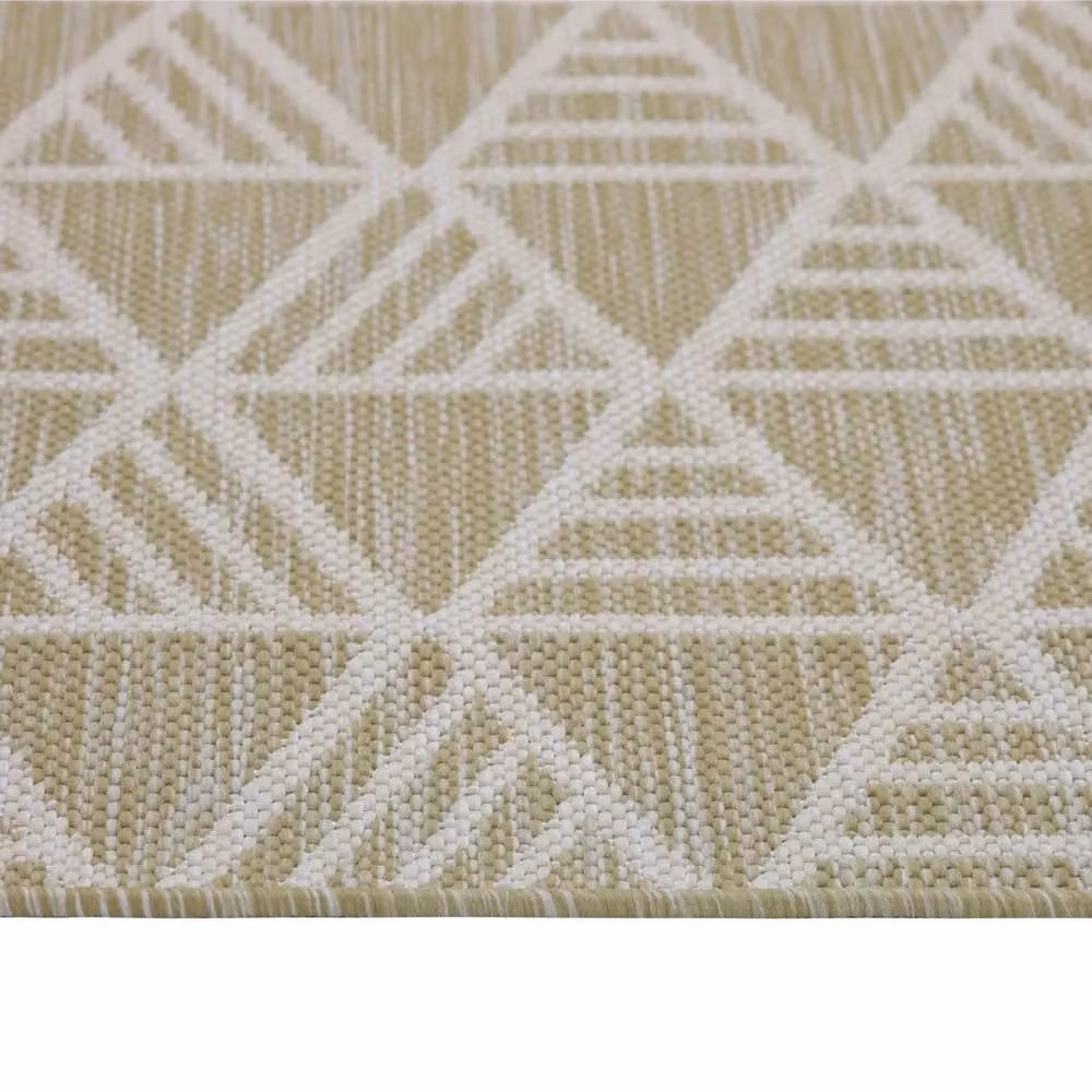 Kukoon Beige Geometric Outdoor Garden and Patio Area Rug W/D/H: 80 x 150 cm