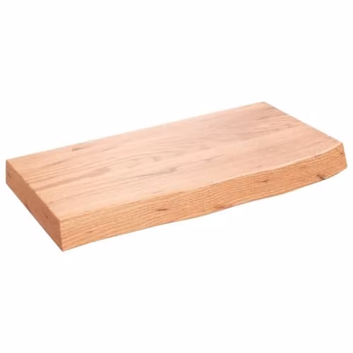 vidaXL Wall Mounted Oak Wood Shelf with Integrated Lighting, Brown, W: 60 cm, D: 30 cm, H: 2-6 cm – 1
