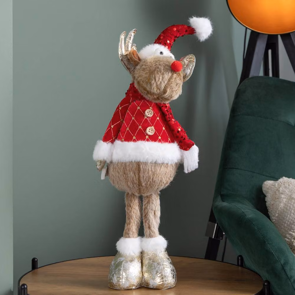 Samuel Alexander Golden Blitzen Christmas Reindeer Plush Decoration, Red and Gold, Height: 58 cm – 3