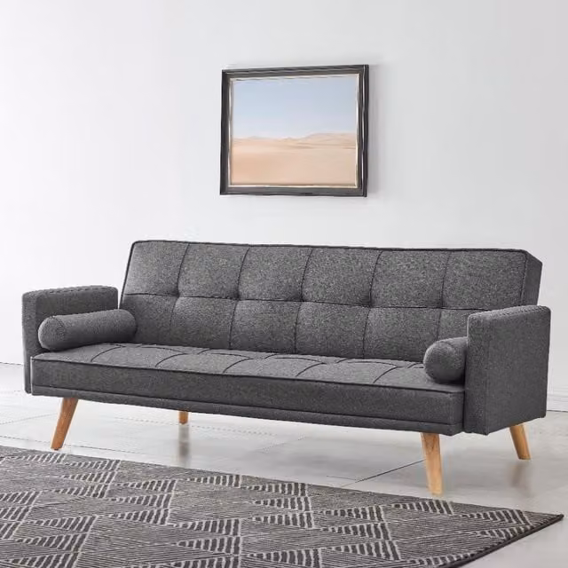 Seatle Modern Fabric Sofa Bed with Scatter Cushions in Grey