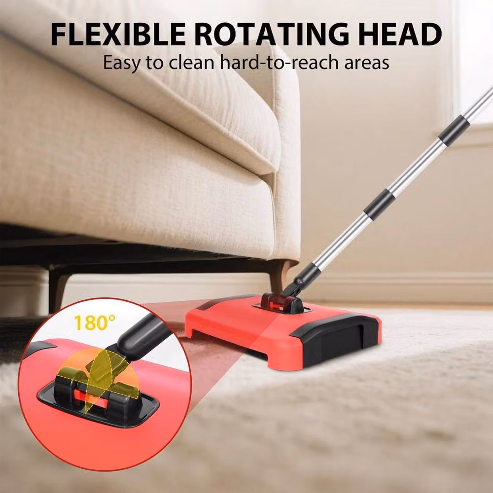 FLAVORA Manual Carpet Sweeper Floor Cleaner in Red, W: 100 cm, D: 15 cm – 3