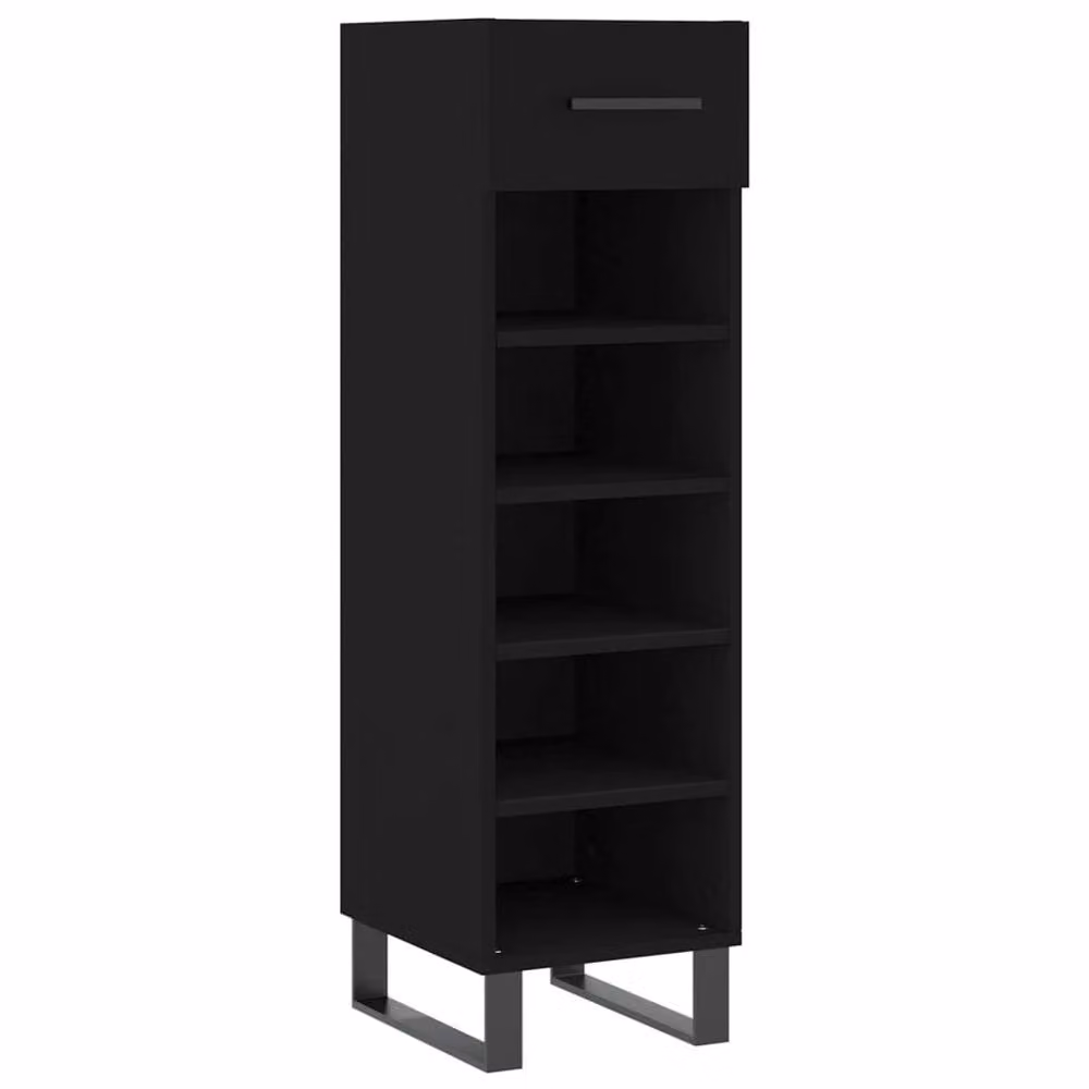 Berkfield Home Black Modern Shoe Cabinet with Hinged Doors, W/D/H: 30 x 35 x 105 cm – 3