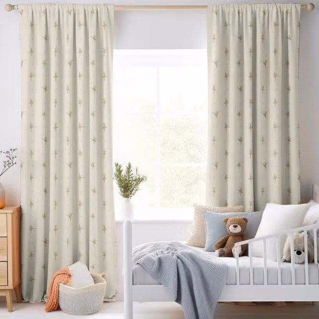 ANTE DECOR Ballerinas Printed Cotton Made To Measure Blackout Curtains in Cream