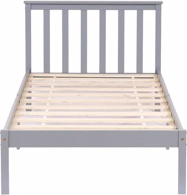 SPETLEK Single Bed Grey Solid Pine Wood Shaker Style Frame, W/D/H: 90 x 190 cm